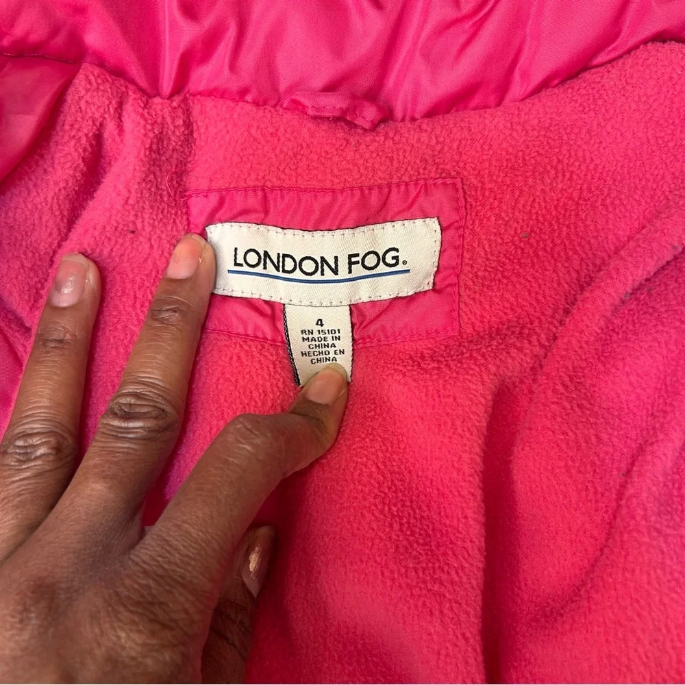 London Fog Girl’s Kids Red Puffer Hoodie Jacket Size 4